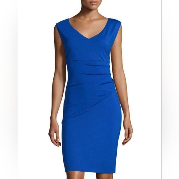 Diane Von Furstenberg Bevin Ruched Sheath Dress in Blue - Picture 1 of 6